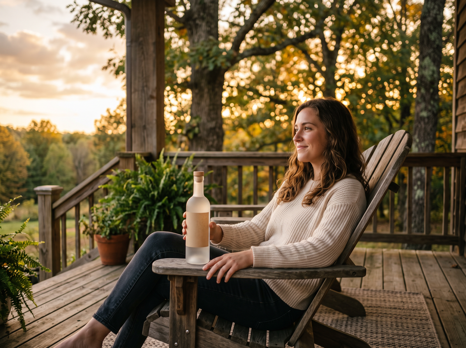 Outdoor sunset relaxation with hemp-derived wellness products